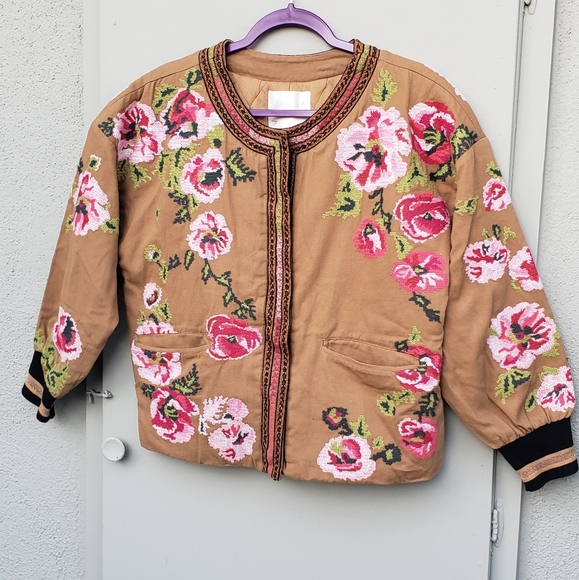 Anthropologie Jackets & Blazers - Jacket Embroidered Anthropologie Honey Medium Floral